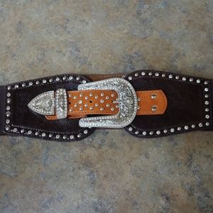 Rhinestone Belt with Steer Head